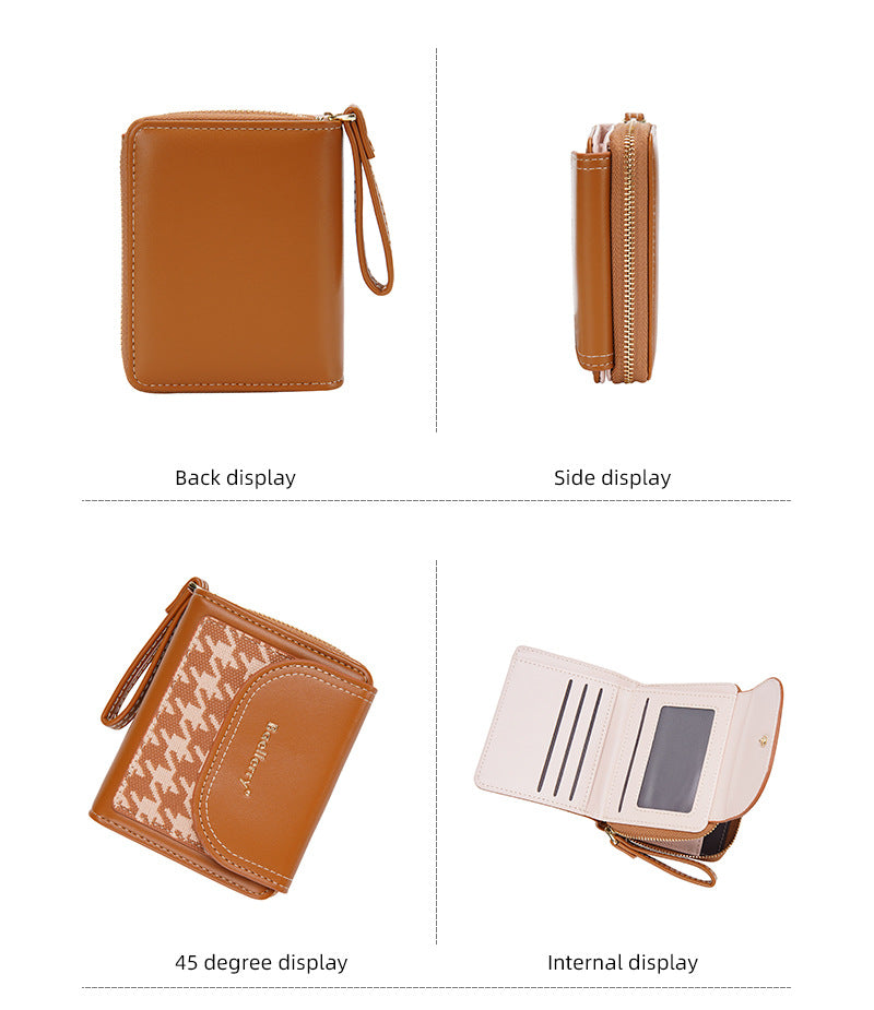 Women's Short Color-Blocked Zipper Coin Purse