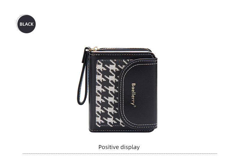 Women's Short Color-Blocked Zipper Coin Purse