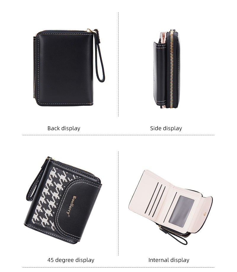 Women's Short Color-Blocked Zipper Coin Purse