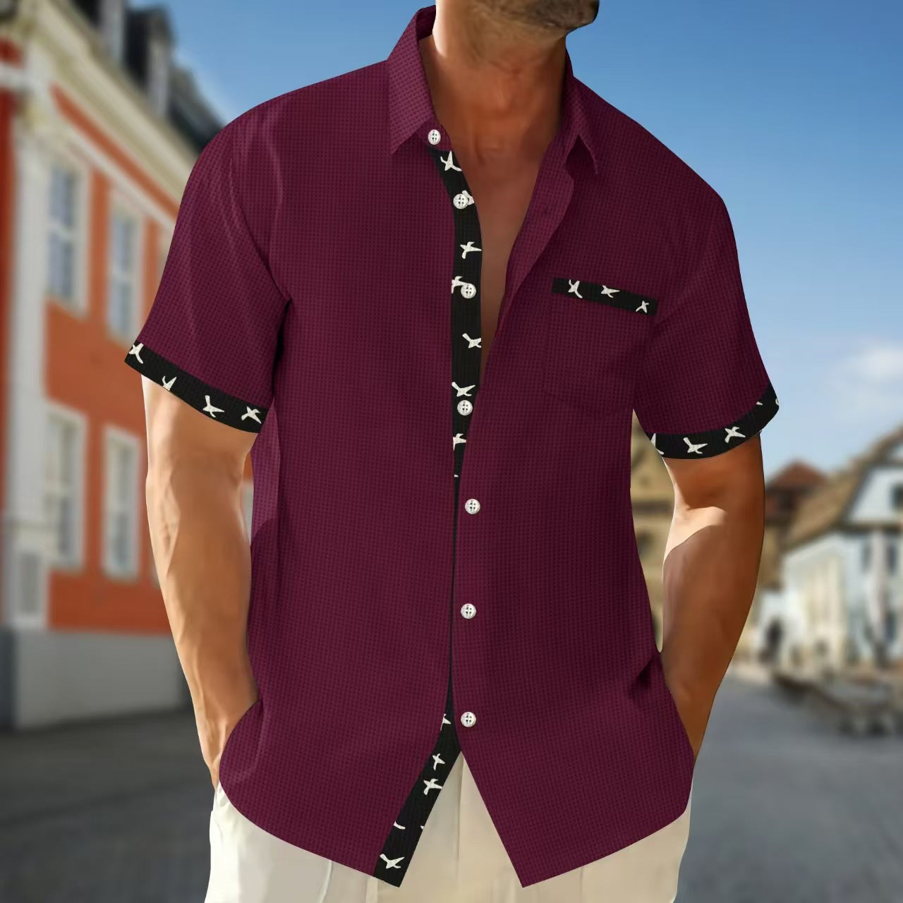 # Men's Summer Color-Blocked Casual Short-Sleeve T-Shirt