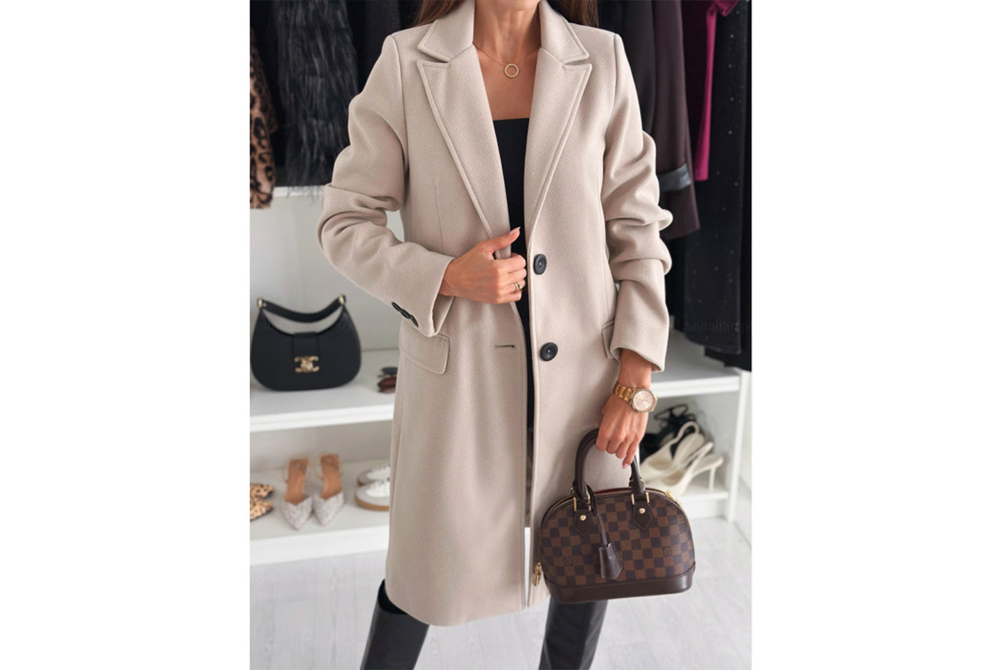 Autumn/Winter Solid Color Woolen Jacket