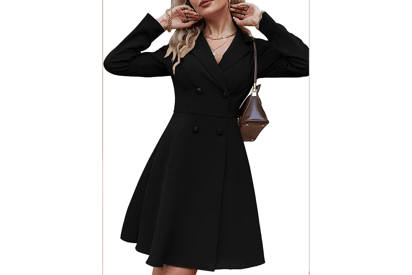 **Solid Color Double-Breasted Long-Sleeved Slim-Fit Trench Coat**