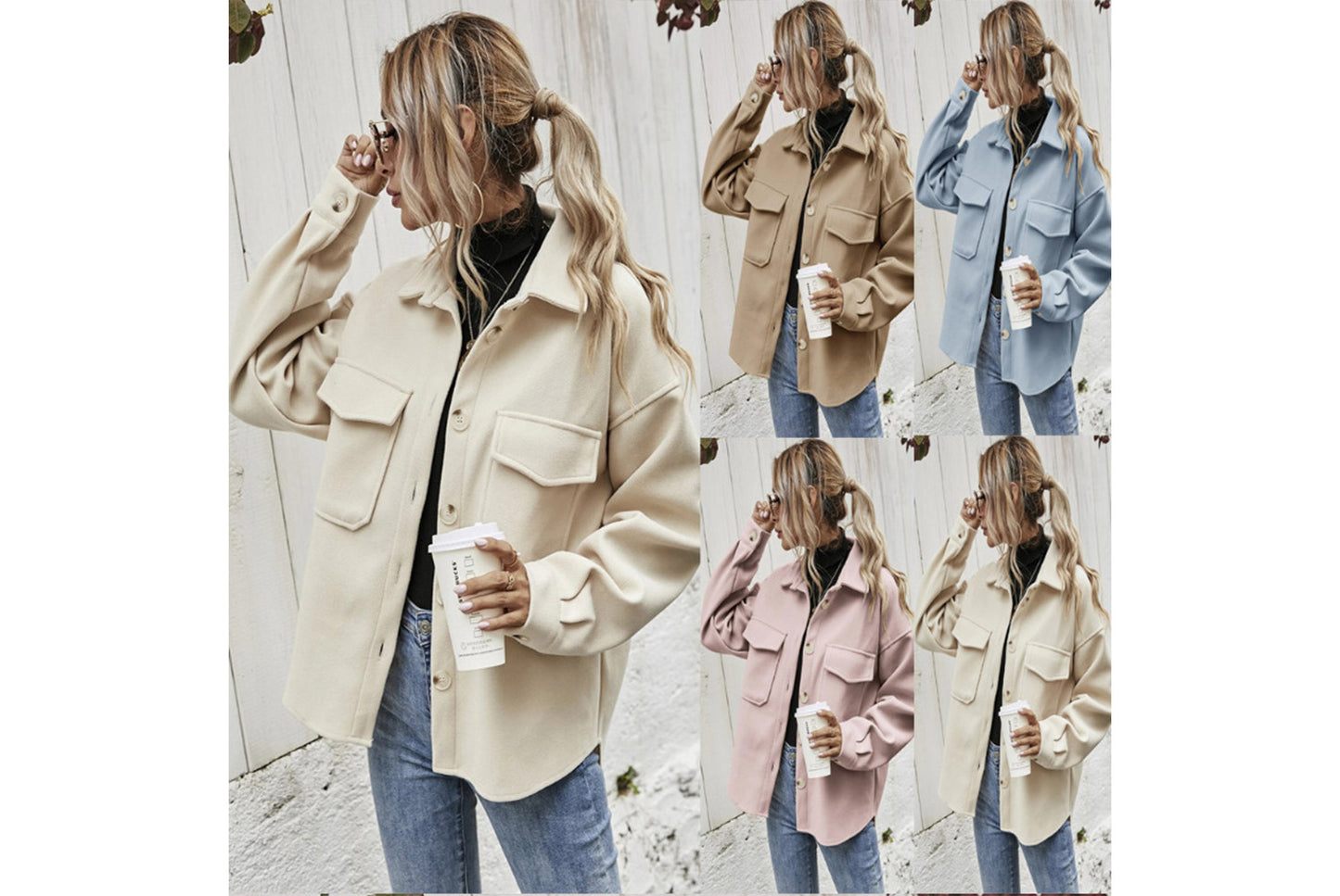 Thickened Solid Color Woolen Loose Jacket