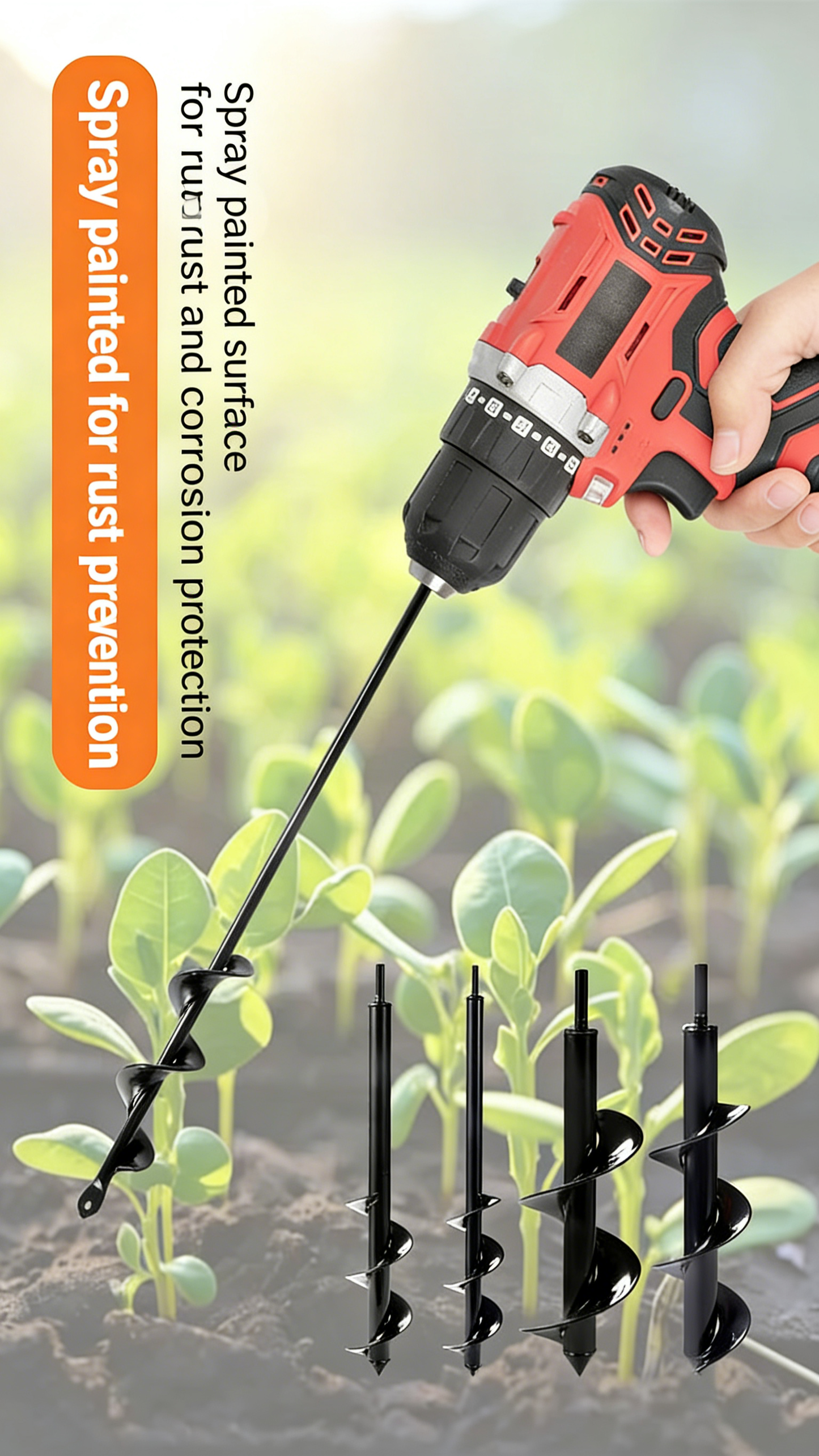 Hand-held Drill Bit with Spiral Rod for Soil Drilling