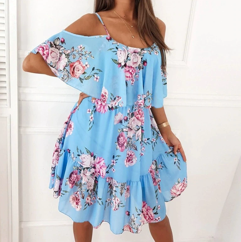 **Off-the-Shoulder Sexy Slip Dress**
