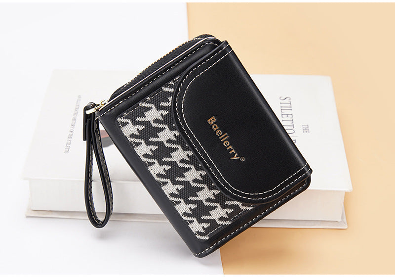 Women's Short Color-Blocked Zipper Coin Purse
