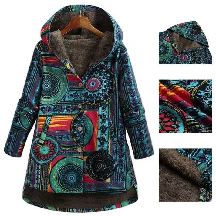 Women's Winter Printed Composite Casual Jacket