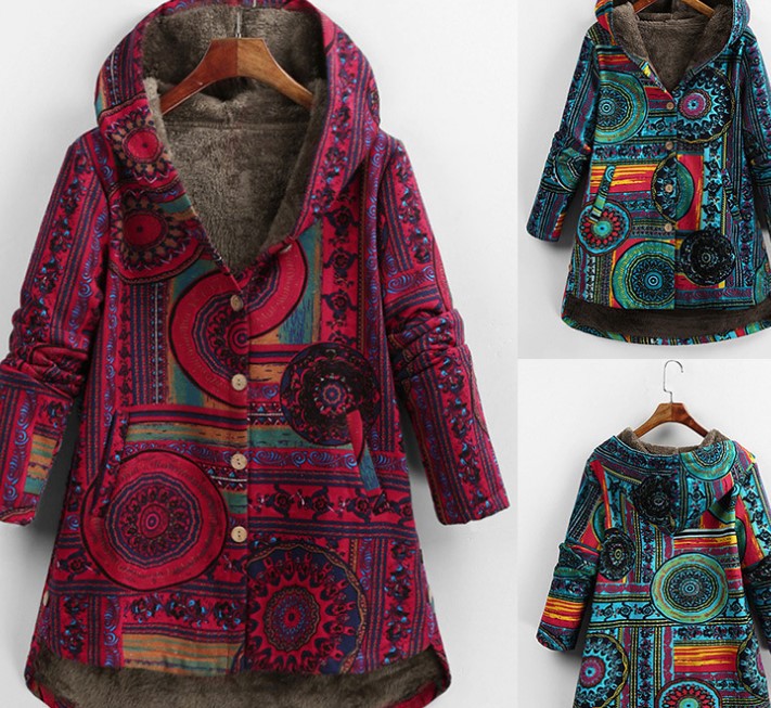 Women's Winter Printed Composite Casual Jacket