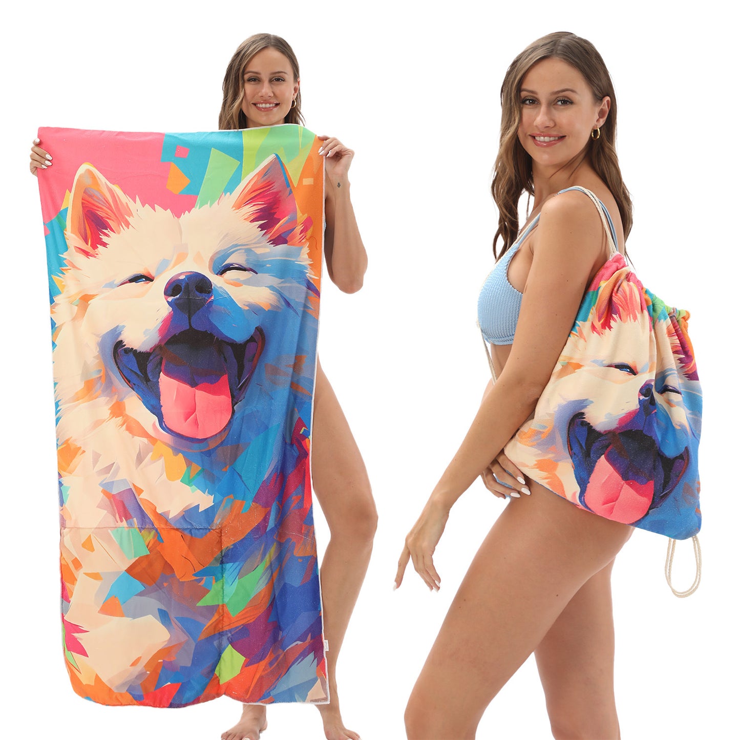 2-in-1 Foldable Printed Beach Towel