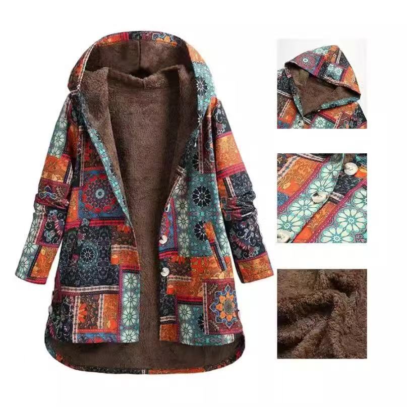 Women's Winter Printed Composite Casual Jacket