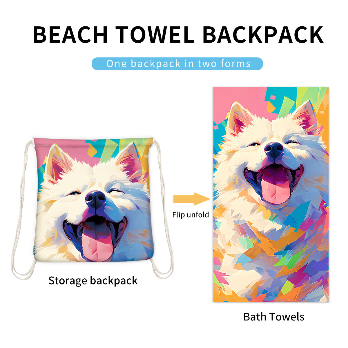 2-in-1 Foldable Printed Beach Towel