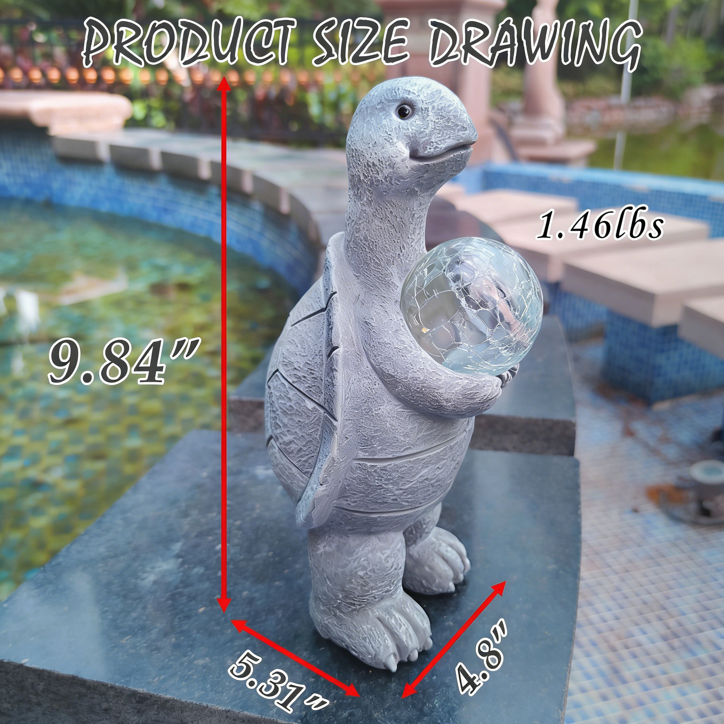 Turtle Holding a Ball Solar LED Outdoor Ornament