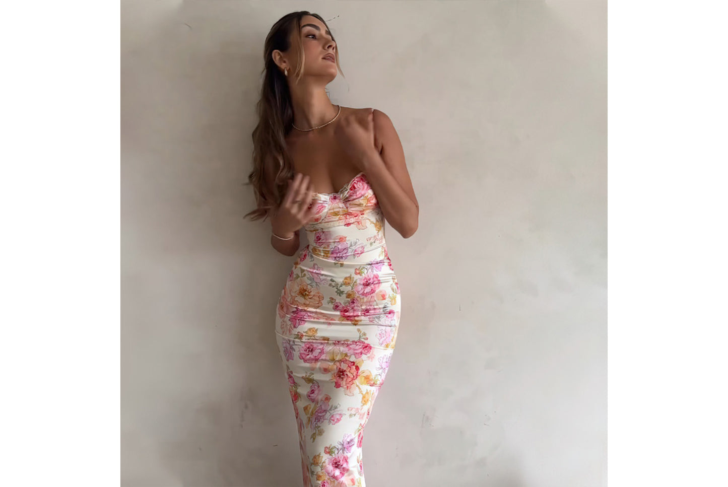 Fashionable Printed Fitted Backless Slip Dress