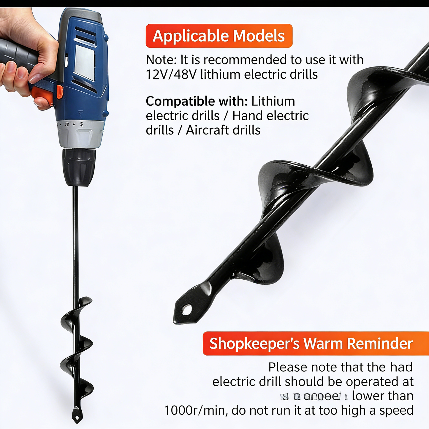 Hand-held Drill Bit with Spiral Rod for Soil Drilling