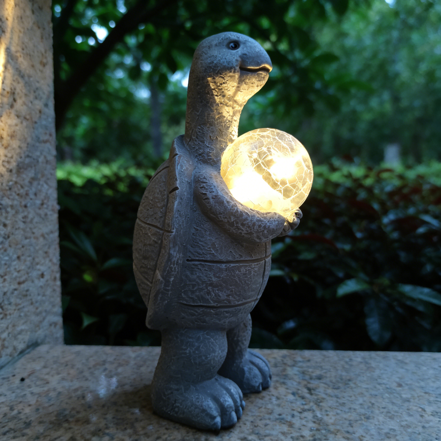 Turtle Holding a Ball Solar LED Outdoor Ornament