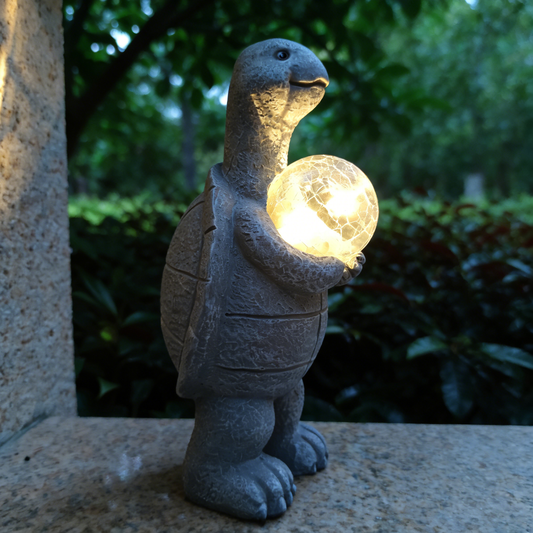 Turtle Holding a Ball Solar LED Outdoor Ornament