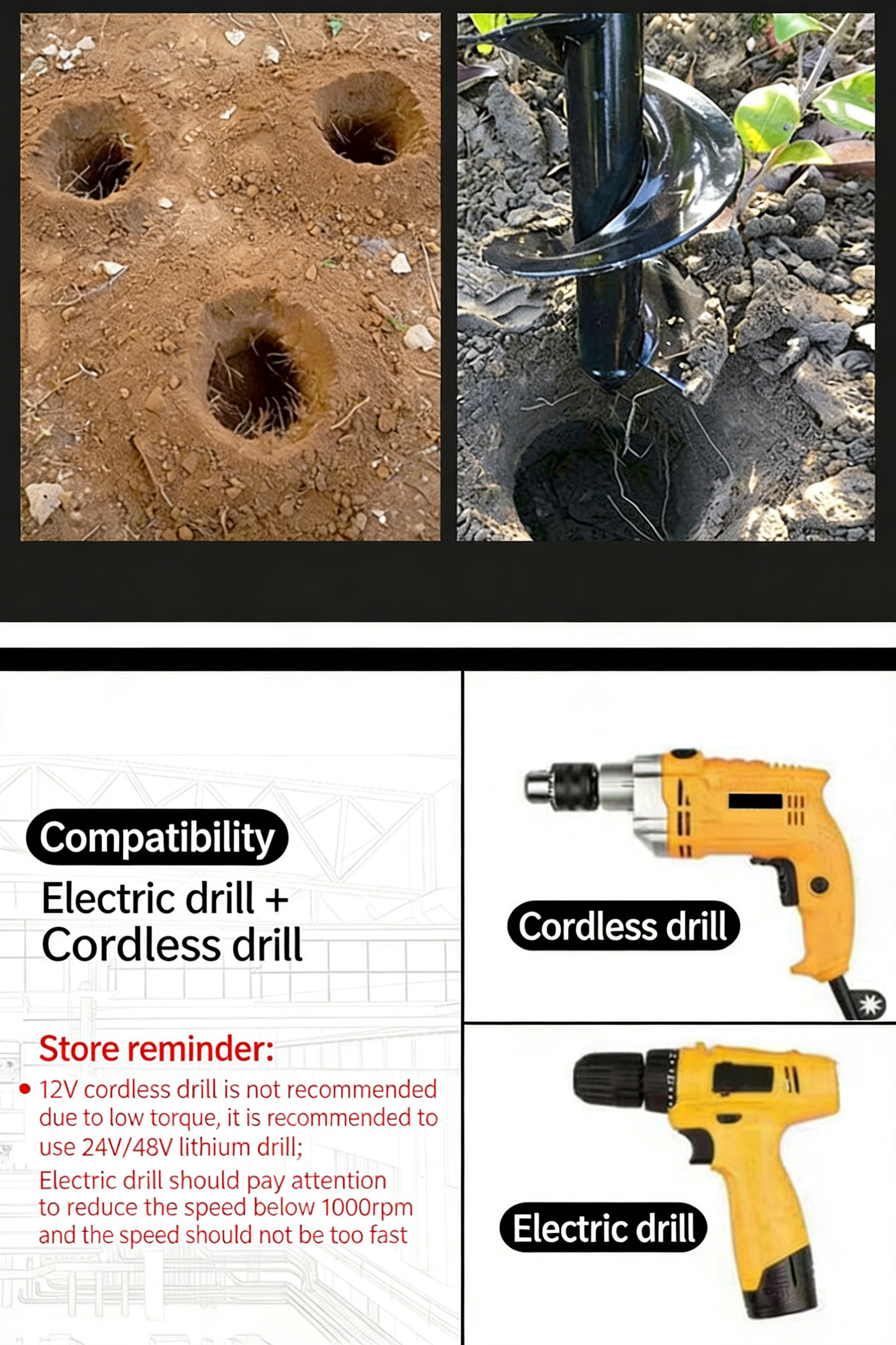 Hand-held Drill Bit with Spiral Rod for Soil Drilling