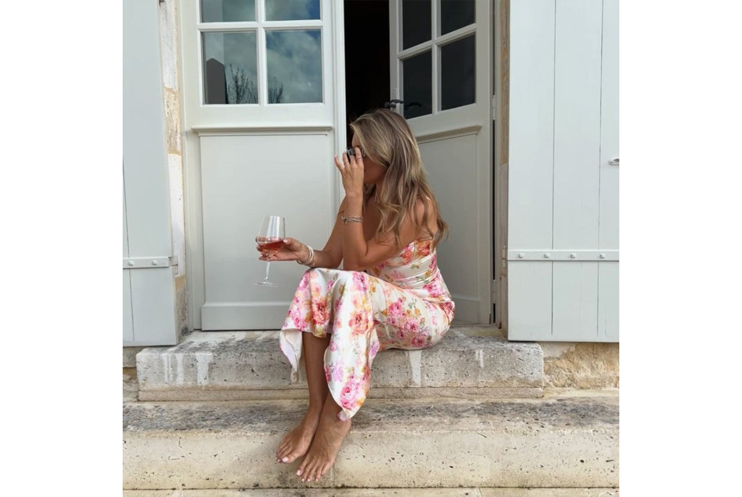 Fashionable Printed Fitted Backless Slip Dress