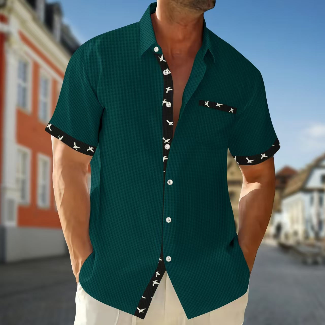 # Men's Summer Color-Blocked Casual Short-Sleeve T-Shirt