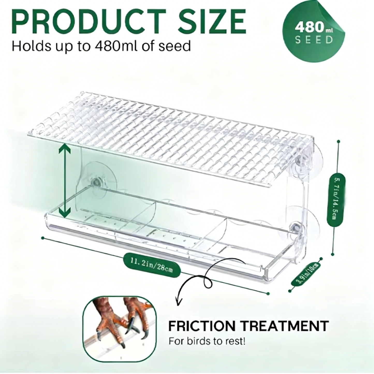Outdoor Window-Style Transparent Bird Feeder