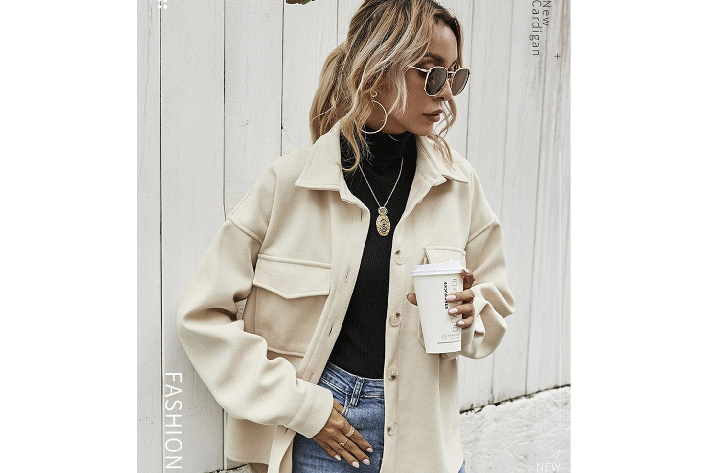 Thickened Solid Color Woolen Loose Jacket