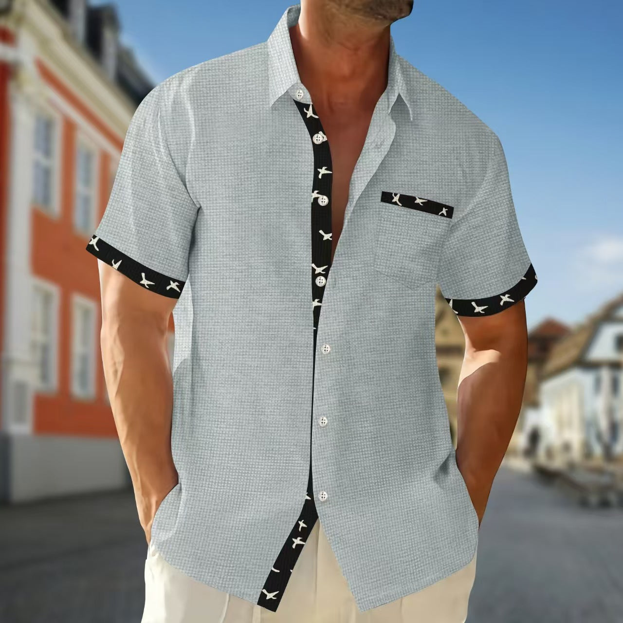 # Men's Summer Color-Blocked Casual Short-Sleeve T-Shirt
