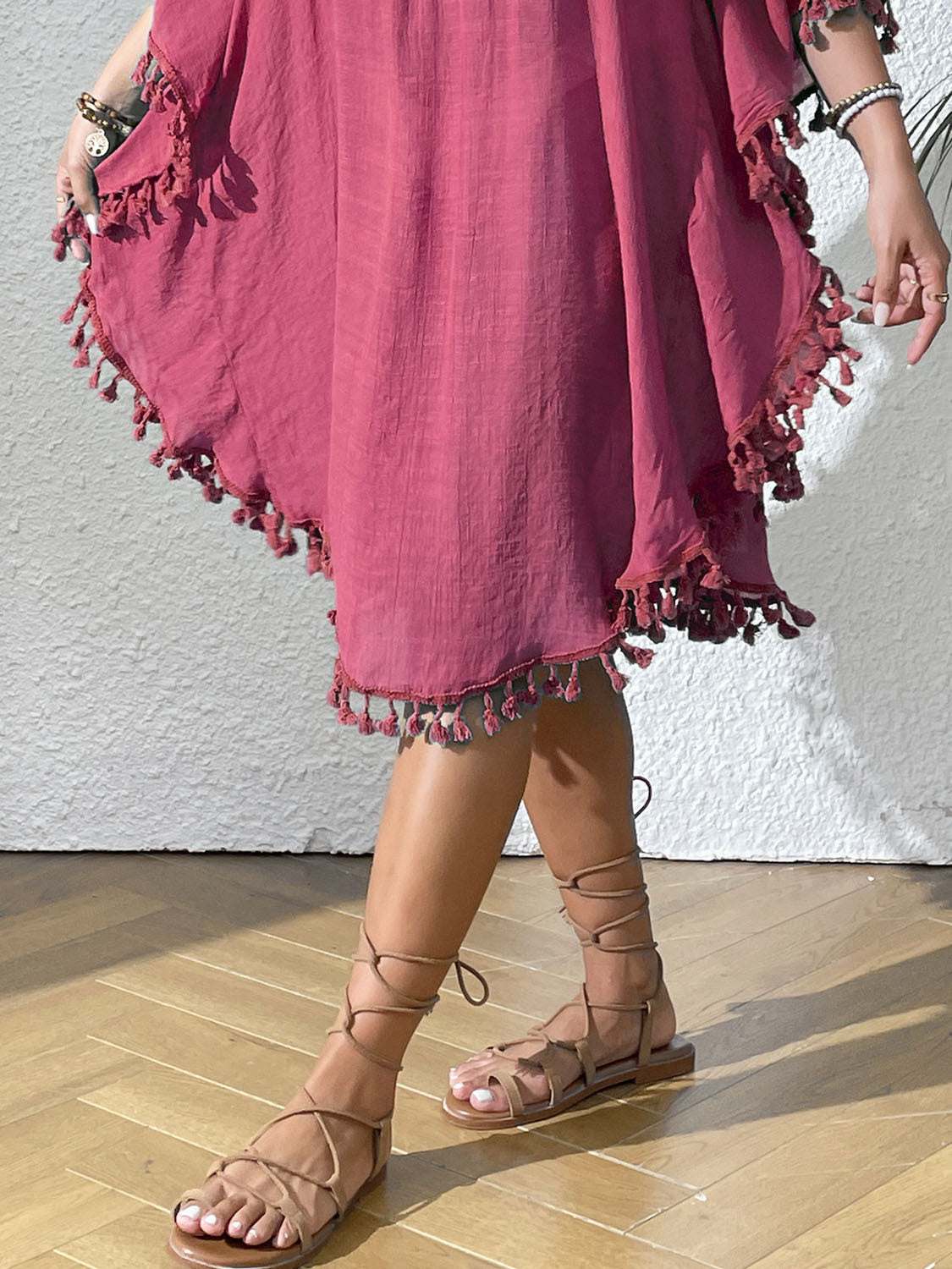 # Crochet-Patterned Tassel Beach Cover-Up