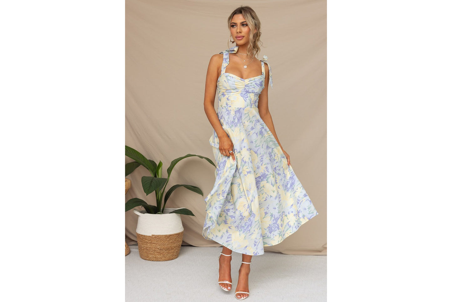 **Slipper Print Midi Dress**