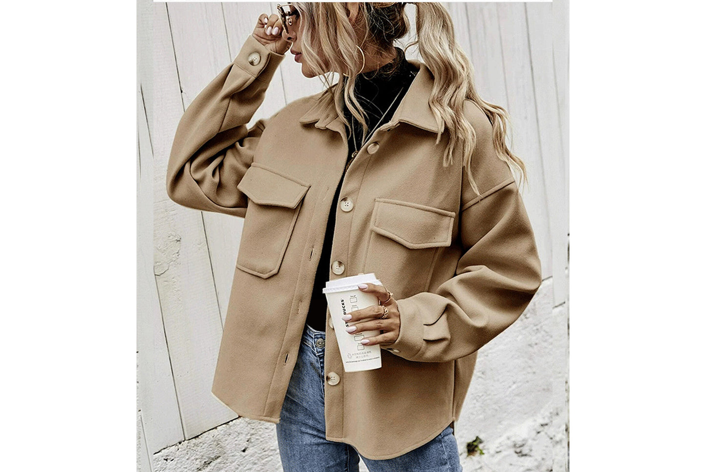 Thickened Solid Color Woolen Loose Jacket