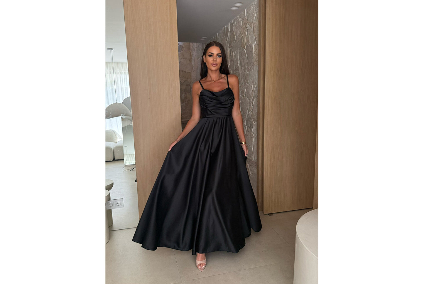 **Solid Color Slit Strap Swing Dress**