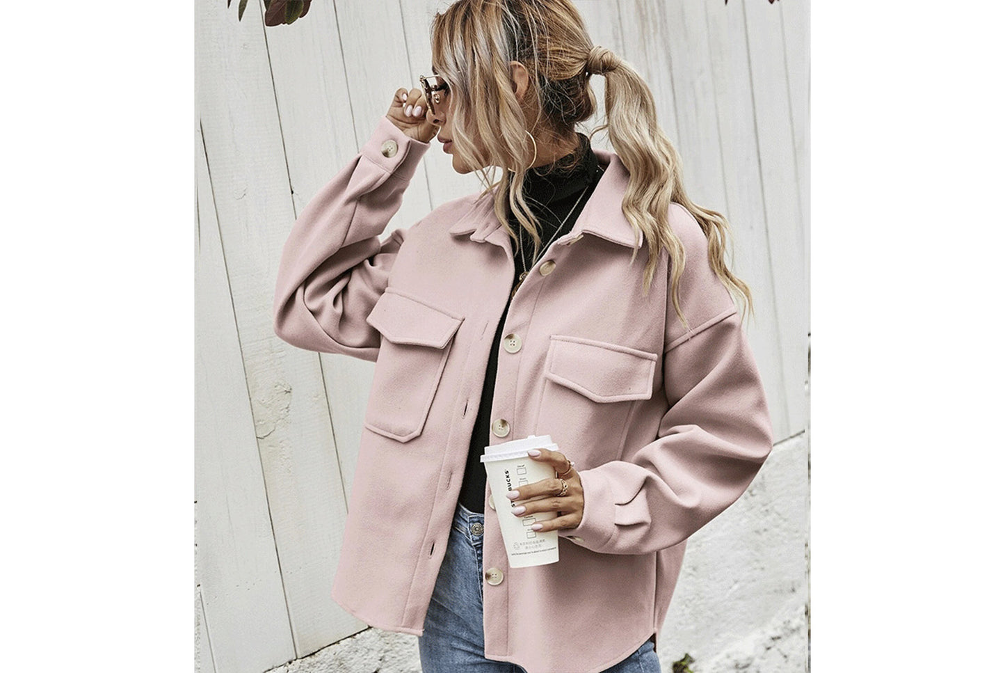Thickened Solid Color Woolen Loose Jacket