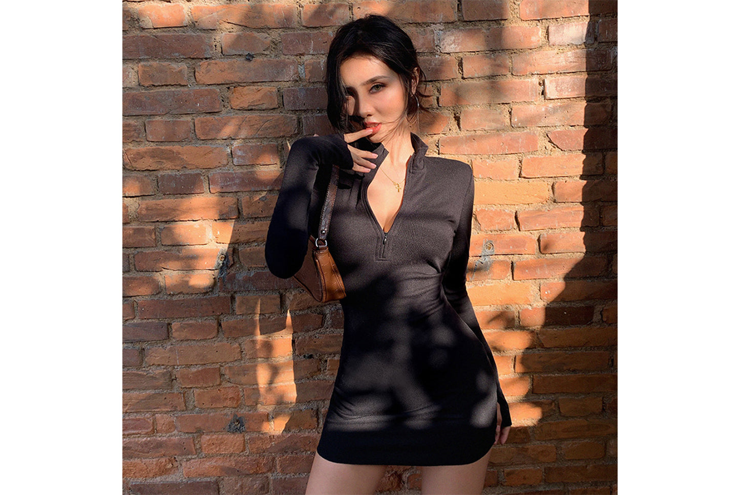 **Zipper Hip-Wrap Fit Sexy Dress**