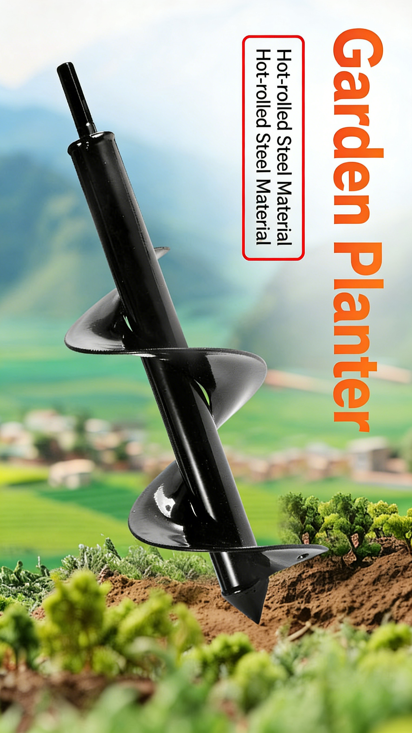 Hand-held Drill Bit with Spiral Rod for Soil Drilling