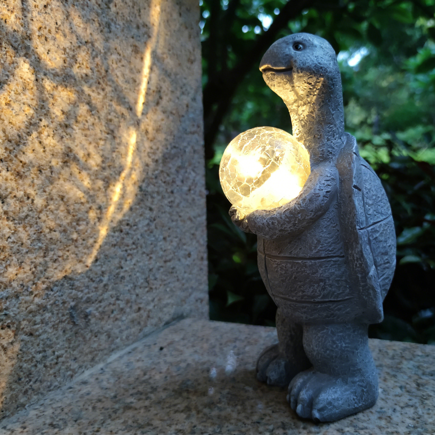 Turtle Holding a Ball Solar LED Outdoor Ornament