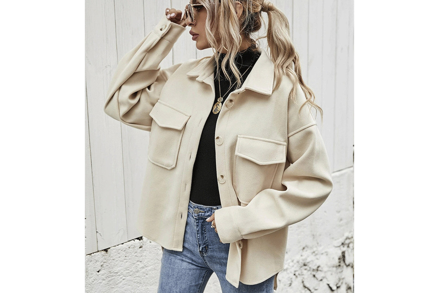 Thickened Solid Color Woolen Loose Jacket