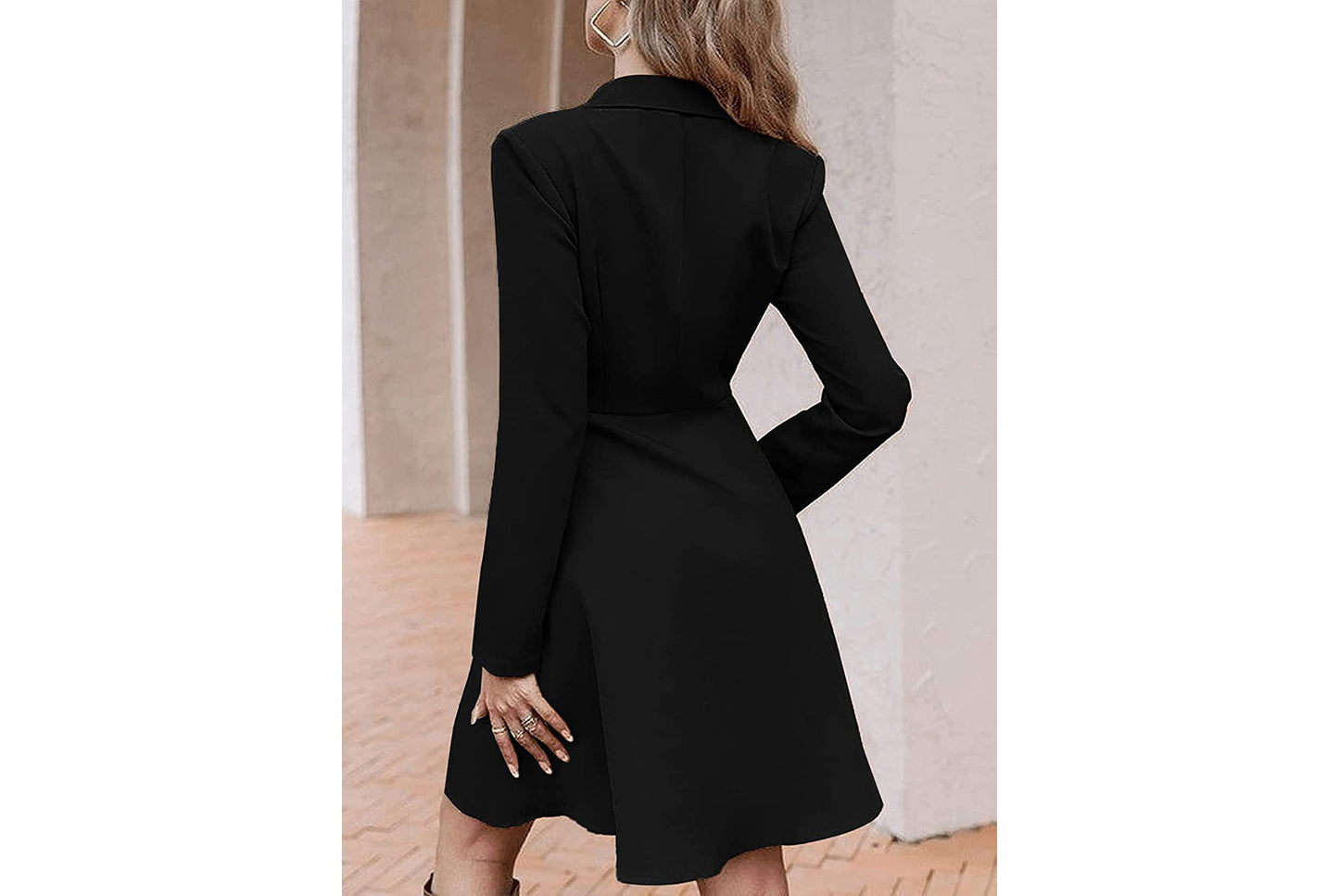 **Solid Color Double-Breasted Long-Sleeved Slim-Fit Trench Coat**