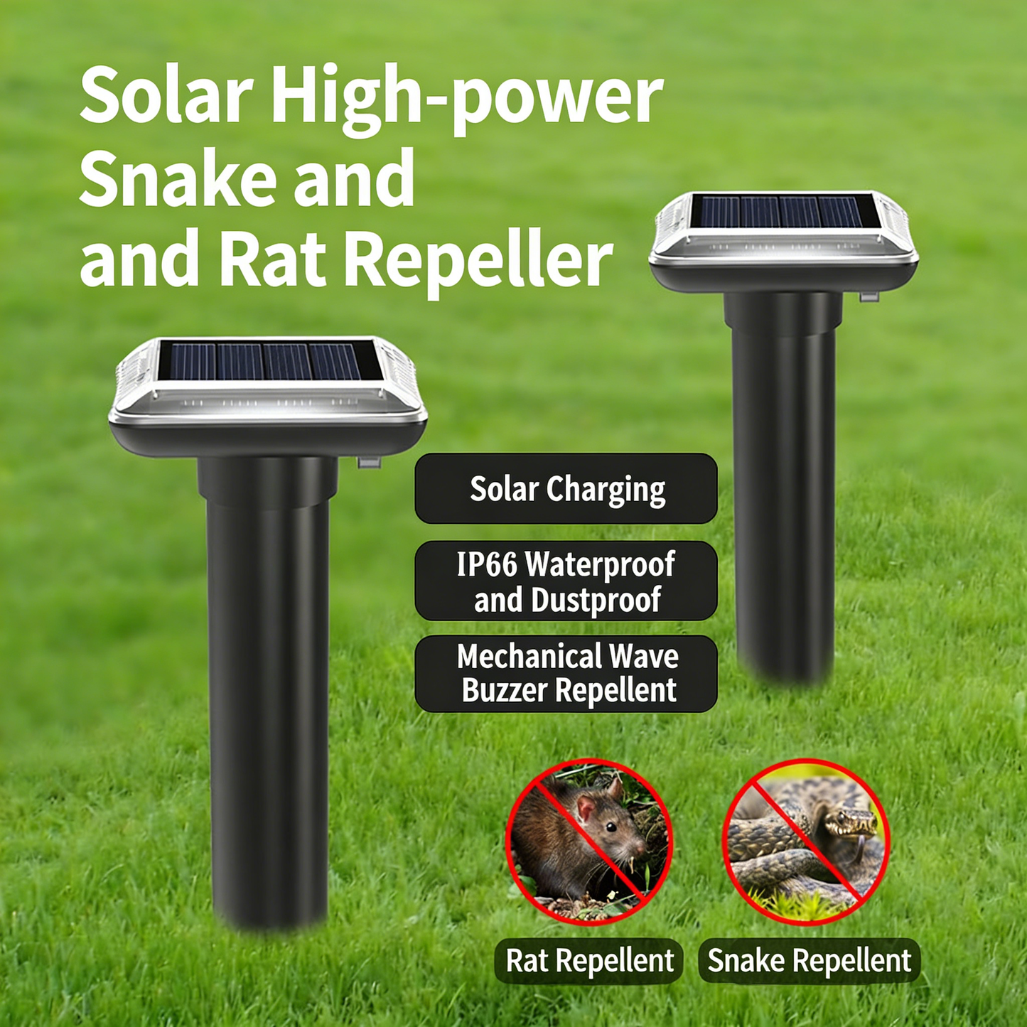 Solar-Powered Ultrasonic Rodent and Snake Repellent