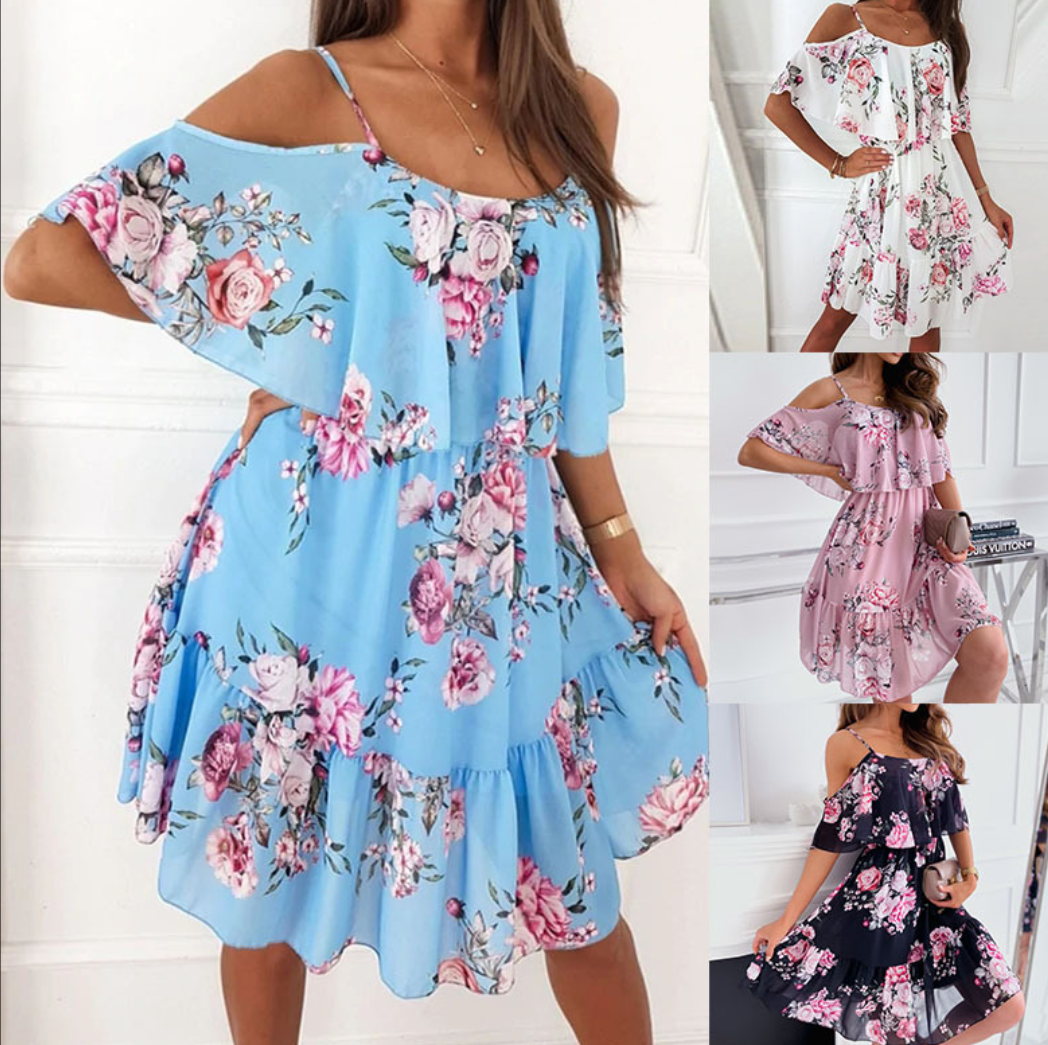 **Off-the-Shoulder Sexy Slip Dress**