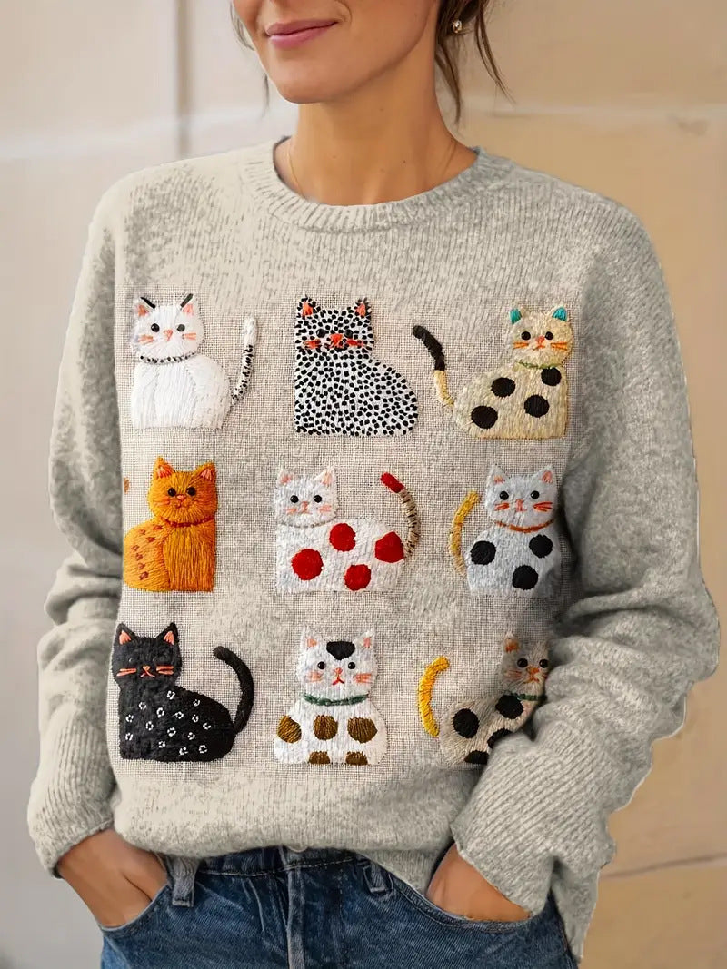 3D Digital Printed Crew Neck Knitwear for Women