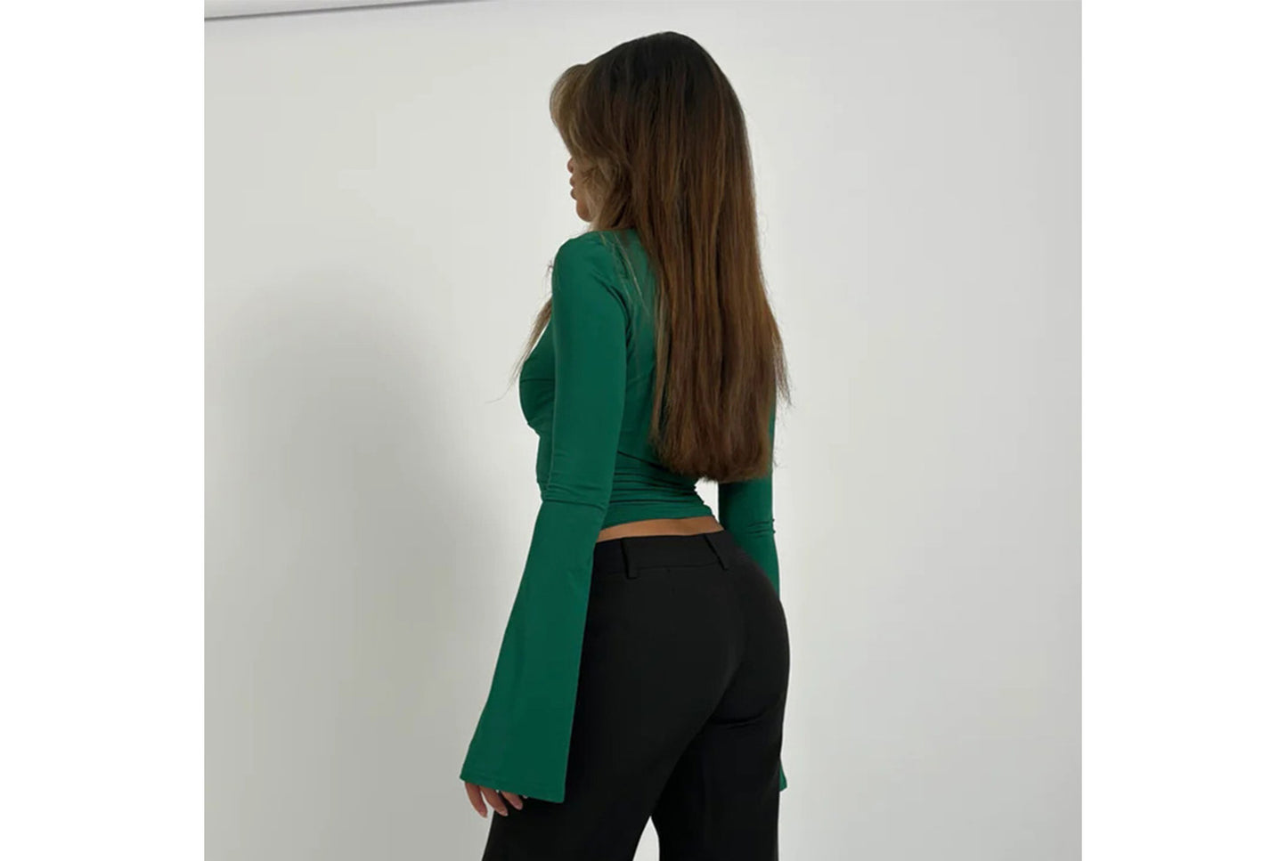 **Slim Fit Flare Sleeve T-Shirt Hot Girl Long Sleeve Base Layer**