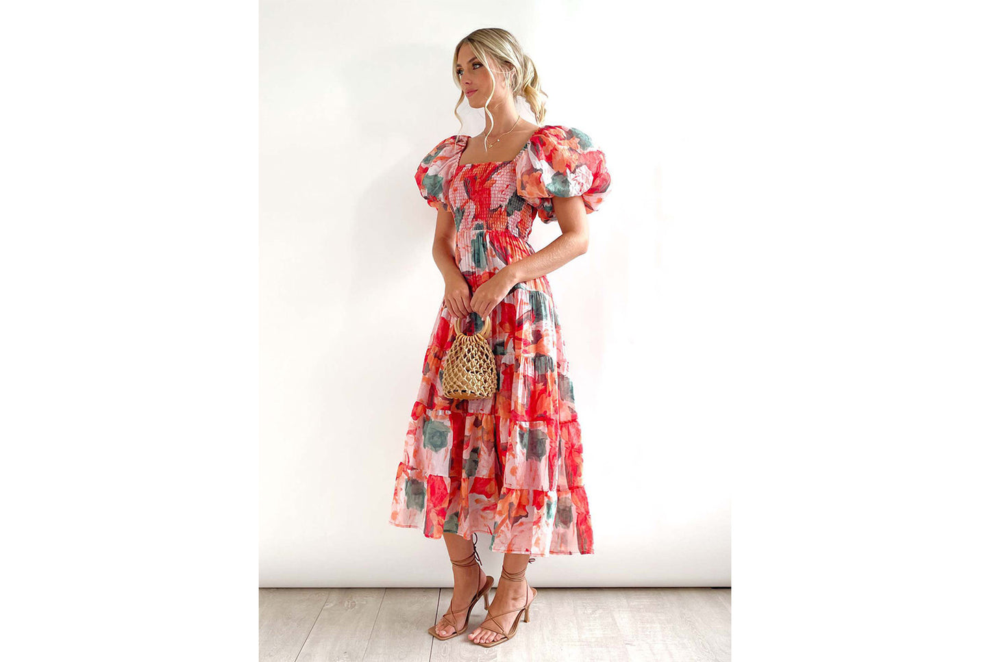 **Fashionable Off-the-Shoulder Lantern Sleeve High-Waisted One-Shoulder Dress**