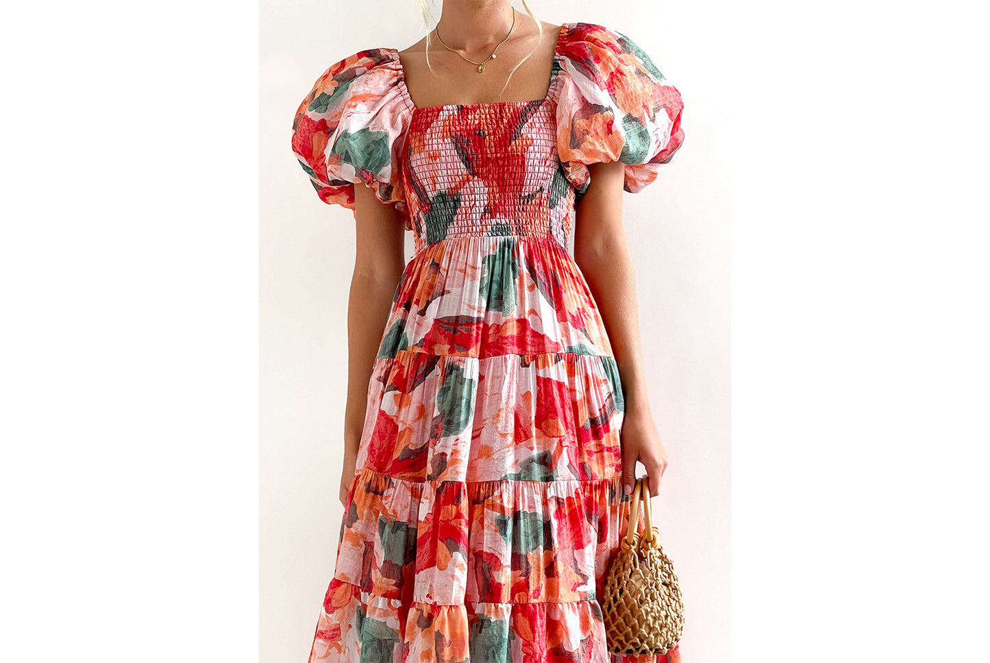 **Fashionable Off-the-Shoulder Lantern Sleeve High-Waisted One-Shoulder Dress**