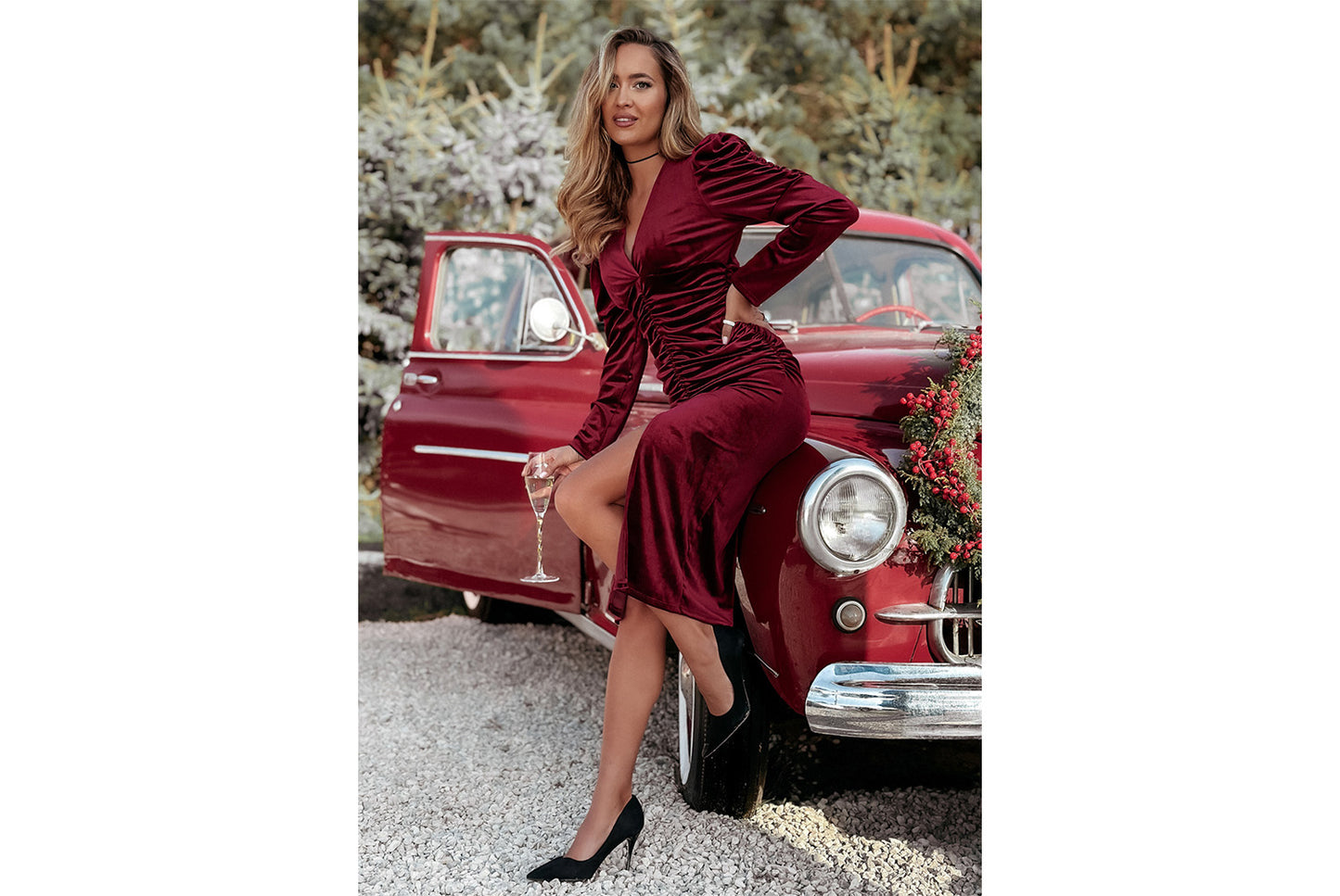 **Sexy Hip-Wrap Long-Sleeve Dress**