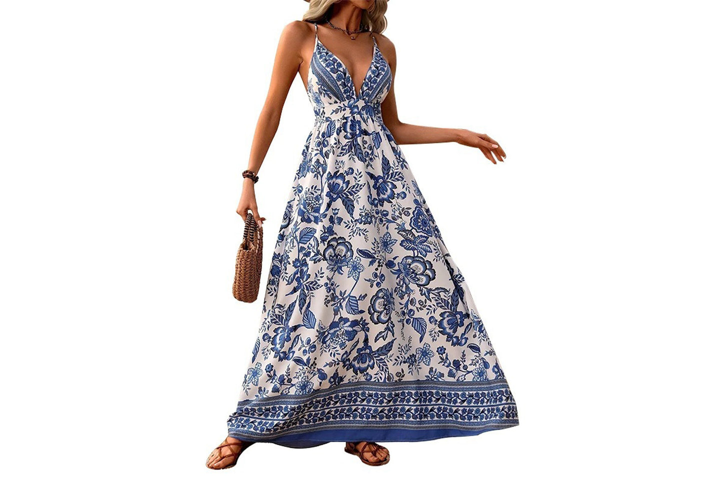 **Sexy Strapless Sleeveless Print Dress**