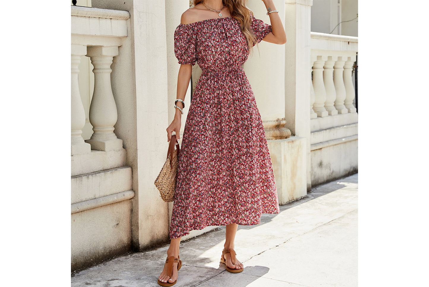 **Sexy Off-the-Shoulder Short-Sleeve Dress**