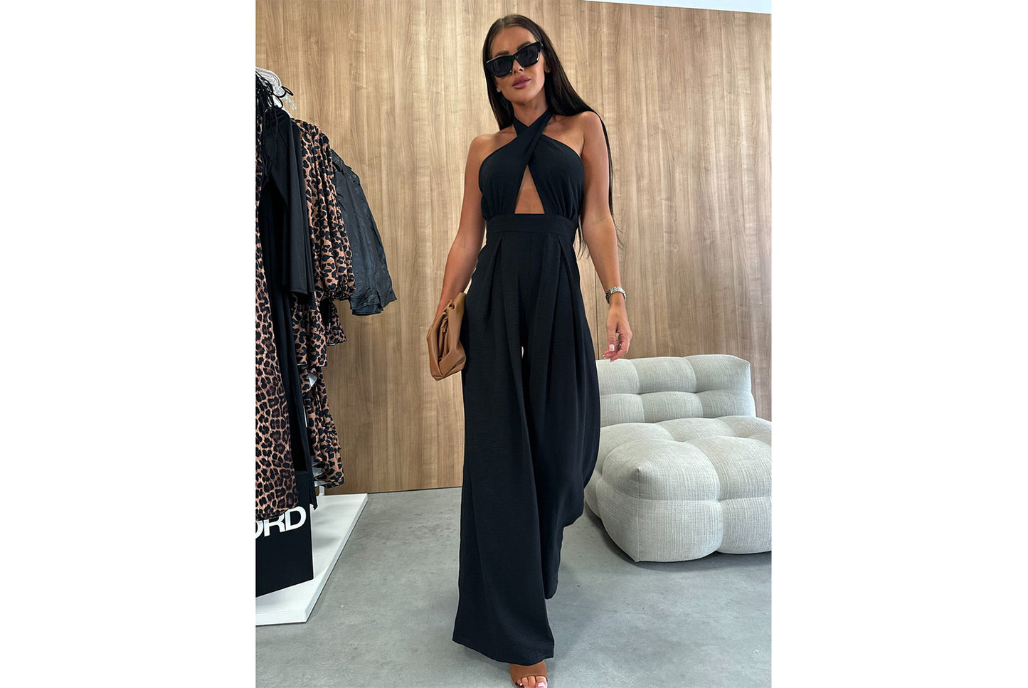 **Stylish and Sexy Sleeveless Halter Neck Jumpsuit**