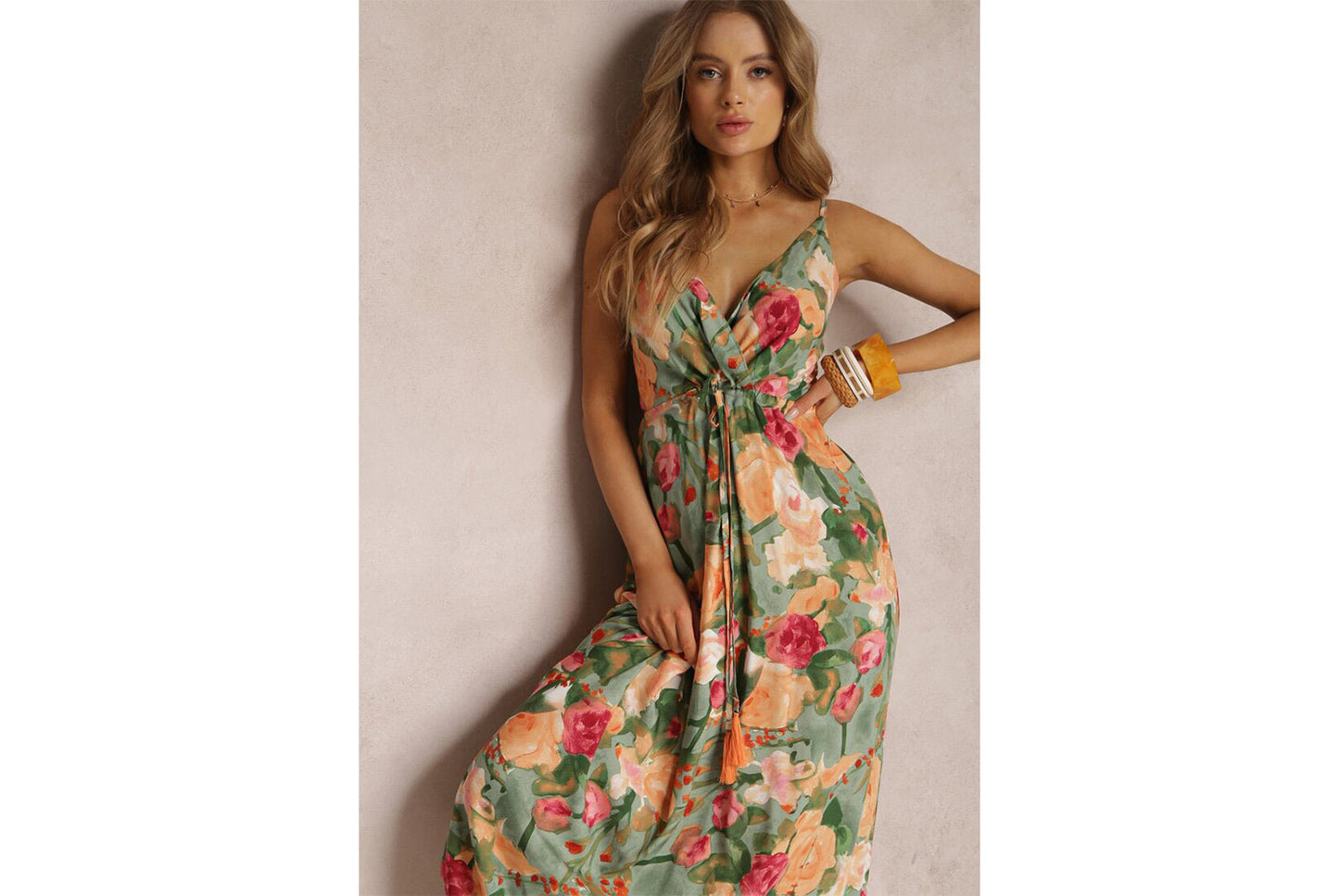 **Sexy Strapless Sleeveless Printed Ruffled Backless Dress**