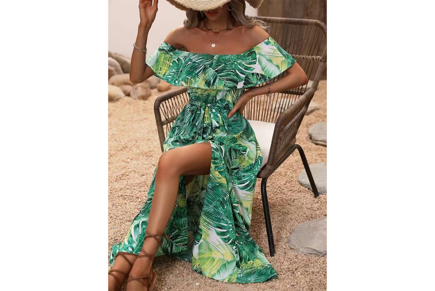 **Women's Ruffled Tie-Waist Dress**