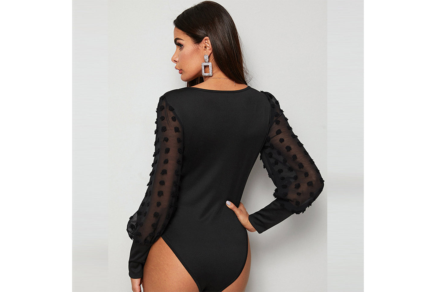 **Solid Color Sexy Slim Fit Long Sleeve Bodysuit**