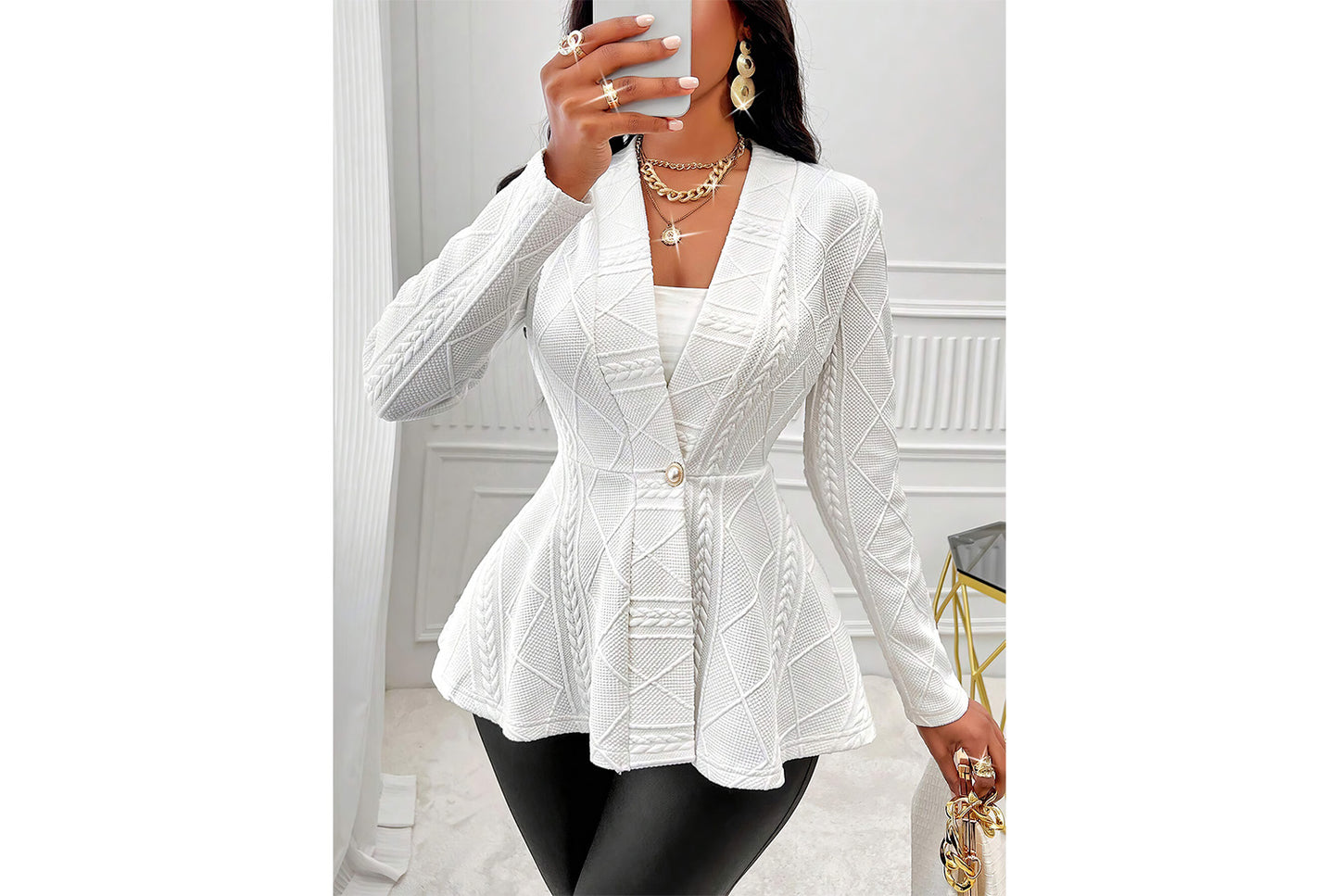 **Thick, Slim-Fit, Fashionable Jacquard Blazer**